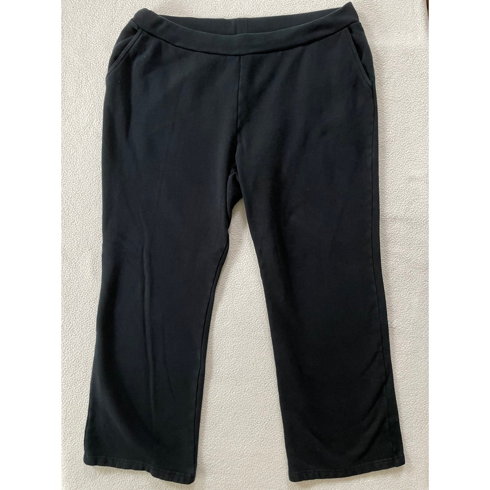 Lauren Ralph Lauren Womens 2X Pants Black Knit Cotton Blend Fleece Pockets - Picture 1 of 14